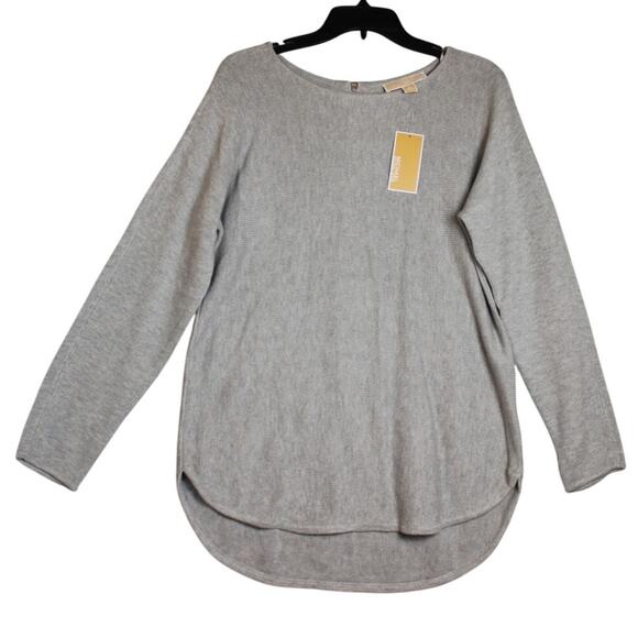 Michael Kors Pearl Heather Tunic Sweater NWT Size Medium Silver Back Zipper - Picture 1 of 8